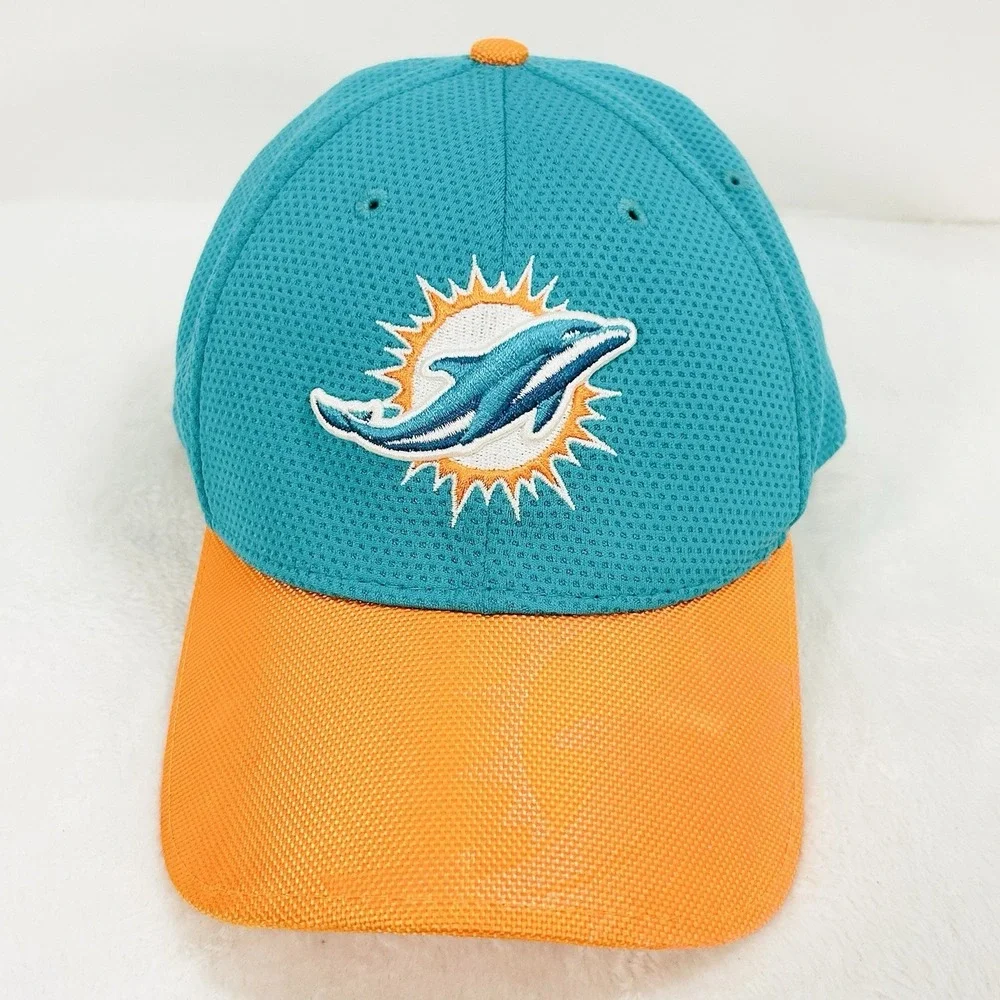 New Era Miami Dolphins 2-Tone 39THIRTY‎ Stretch Flex Hat Cap S/M Turquoise NFL